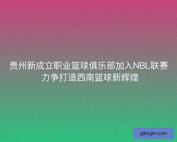 贵州新成立职业篮球俱乐部加入NBL联赛 力争打造西南篮球新辉煌 贵州新成立职业篮球俱乐部加入NBL联赛 力争打造西南篮球新辉煌